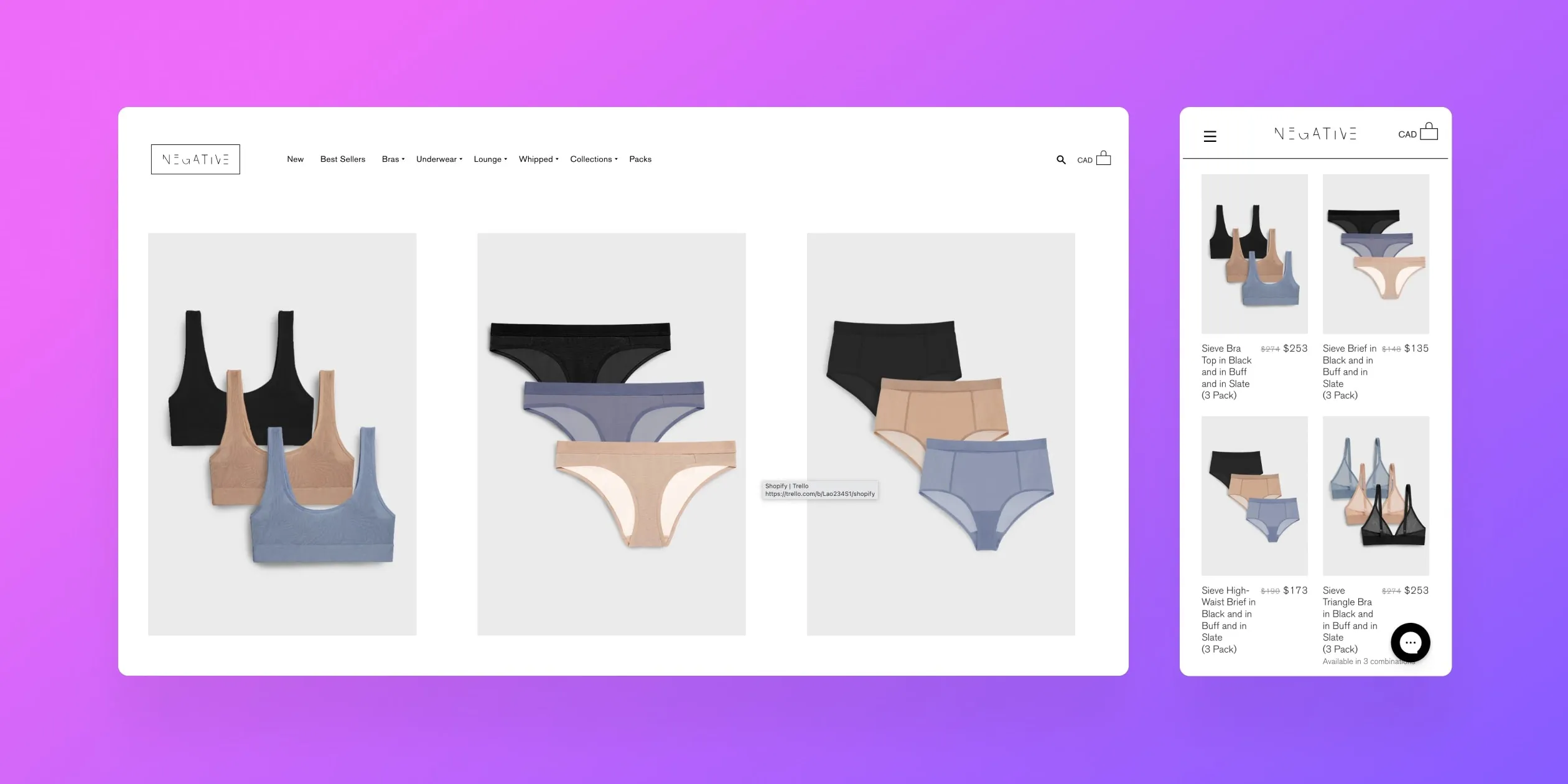 A desktop and mobile version of a fashion website.